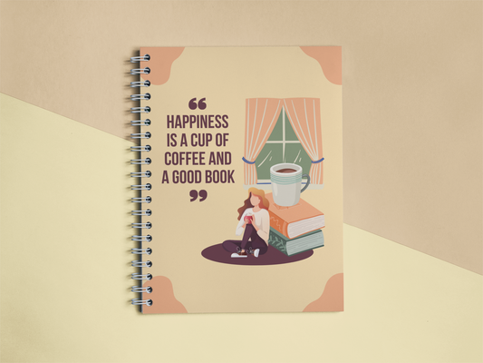 Happiness is a cup of coffee and a good book Notebook